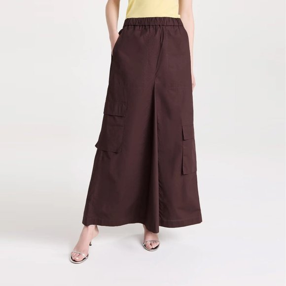 Tibi Vintage Cotton Pull On Cargo Godet Skirt in Brown, size 0 - Picture 1 of 12